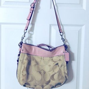 Coach Signature Zoe bag Khaki and Pink